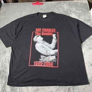 Vintage 2004 Ray Charles Genius Of Soul Shirt‎ XXXL Puff Print Double Sided